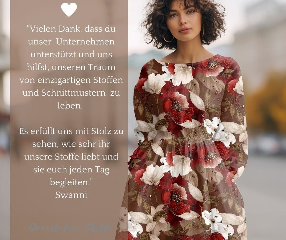 "Swannis Kollektion": Vintage Flowers Christmas Edition I Modal French Terry I mit Überbreite